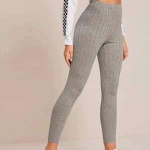 Shein elastic waist rib-knit leggings